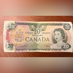 $20 Dollar Bill 1979 Bank of Canada Vintage Canadian Currency Money